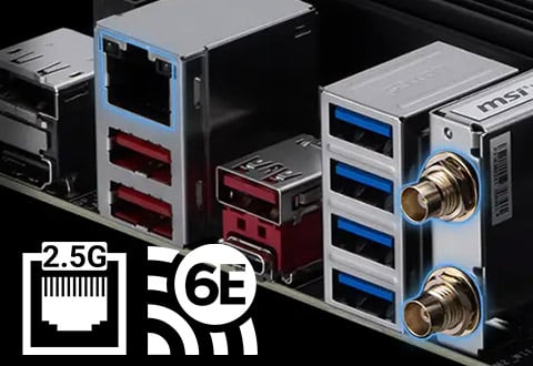 2.5ギガビットLAN、Wi-Fi 6Eモジュールを搭載
