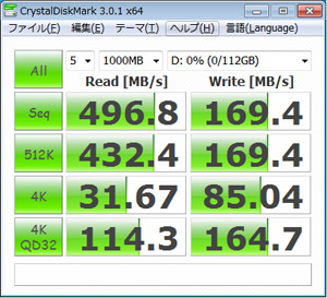 CrystalDiskMark 3.0.1 デフォルト（ランダム）