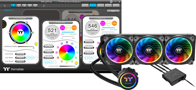 ファンとウォーターブロックにRGB LEDを搭載