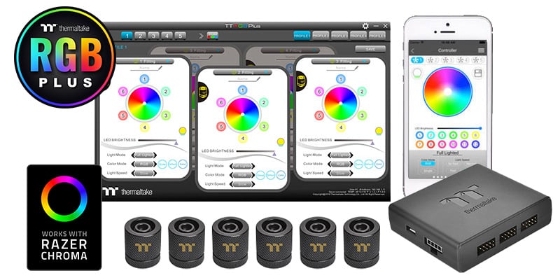 各フィッティングに6個のアドレサブルRGB LEDを搭載