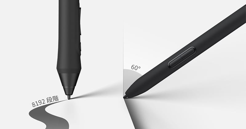 筆圧と傾き検知に対応した付属ペン