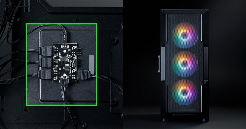 アドレサブルRGBハブコントローラを搭載