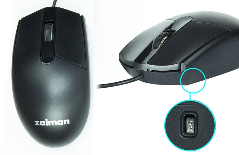 両利きに対応する3ボタン有線マウスを同梱