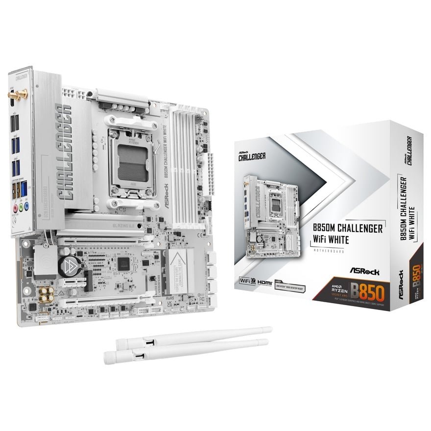 B850M Challenger WiFi White | ASRock マザーボード AMD B850チップ