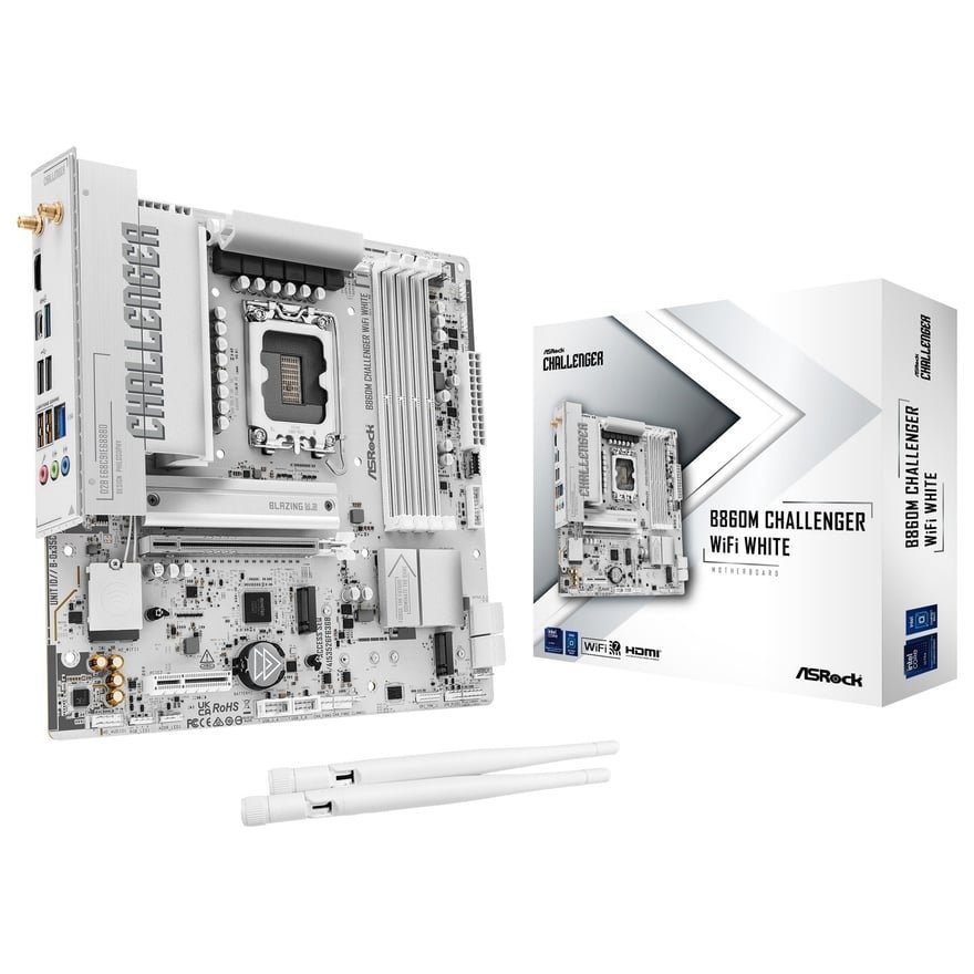 B860M Challenger WiFi White | ASRock マザーボード Intel B860チップ
