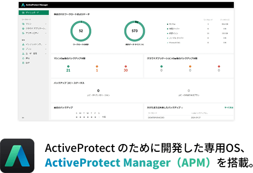 ActiveProtectのために開発した専用OS、ActiveProtect Manager（APM）を搭載