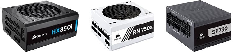 CORSAIR HX850i、RM750x White 2018、SF750 PLATINUM 製品画像